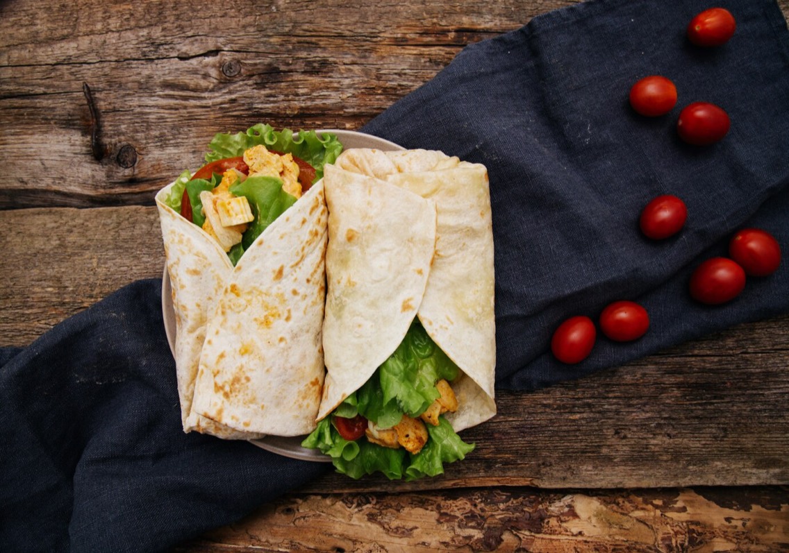 Turkish kebab wraps served on a plate