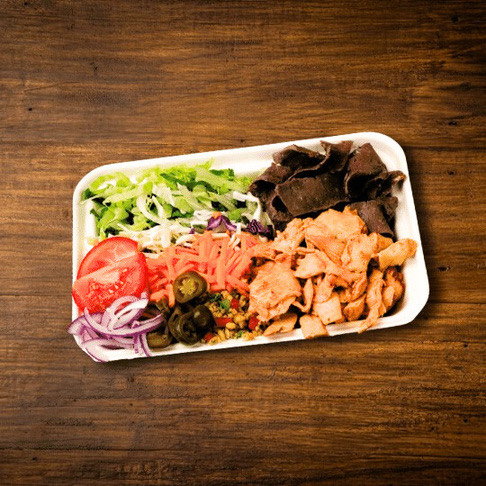 Kebab on salad